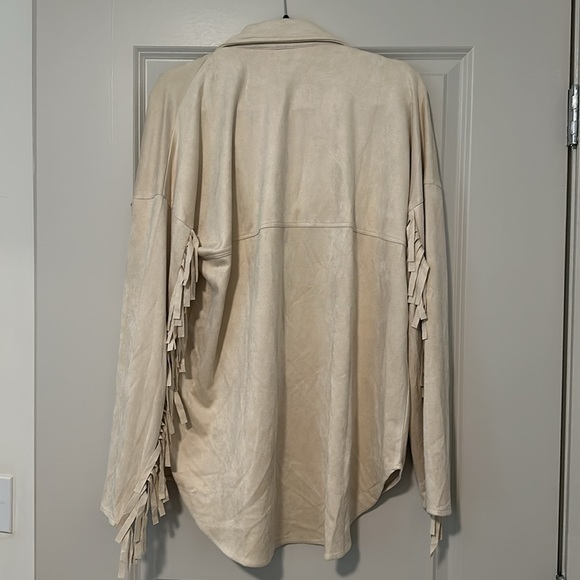 12th Tribe Desert Palm Ivory Fringe Suede Jacket - Picture 5 of 6